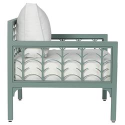 Tracey French Country White Sunbrella Green Aluminum Outdoor Lounge Chair|