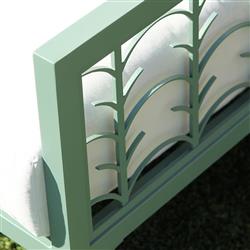 Tracey French Country White Sunbrella Green Aluminum Outdoor Sofa - 87"|