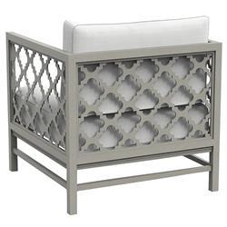 Alec French Country White Sunbrella Grey Aluminum Outdoor Lounge Chair|