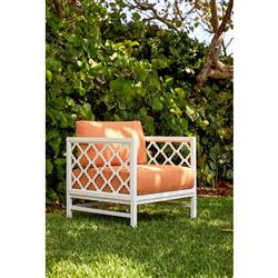 Alec French Country White Sunbrella Grey Aluminum Outdoor Lounge Chair|