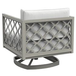 Alec French Country White Sunbrella Grey Aluminum Outdoor Swivel Rocker Chair|