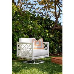 Alec French Country White Sunbrella Grey Aluminum Outdoor Swivel Rocker Chair|