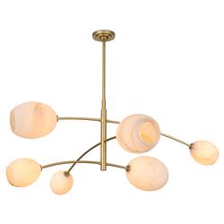Artemis Glass Shade Natural Brass Sputnik Chandelier|