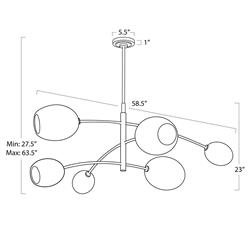 Artemis Glass Shade Natural Brass Sputnik Chandelier|