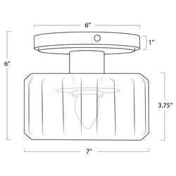 Bijoux Mid Century Modern Crystal Shade Polished Nickel Flush Mount|