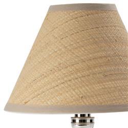 Giorgio Coastal Beach Rattan Shade Polished Nickel Crystal Mini Table Lamp|