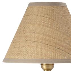 Giorgio Coastal Beach Rattan Shade Natural Brass Crystal Mini Table Lamp|