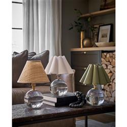 Giorgio Coastal Beach Rattan Shade Natural Brass Crystal Mini Table Lamp|