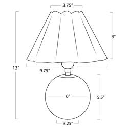 Giorgio French Country Green Scalloped Linen Shade Crystal Mini Table Lamp|