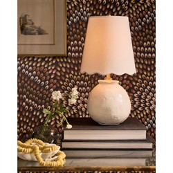 Amoria French Country White Linen Shade Ceramic Mini Table Lamp|