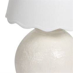 Amoria French Country White Linen Shade Ceramic Mini Table Lamp|