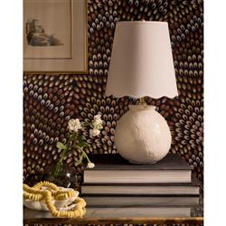 Amoria French Country White Linen Shade Ceramic Mini Table Lamp|