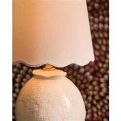 Amoria French Country White Linen Shade Ceramic Mini Table Lamp|