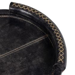 Forte Rustic Lodge Black Leather Oval Decorative Tray|