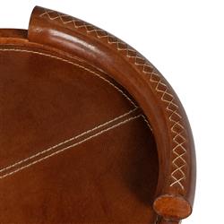 Forte Rustic Lodge Tan Leather Oval Decorative Tray|