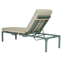 Tracey French Country Beige Sunbrella Green Aluminum Outdoor Chaise Lounge|