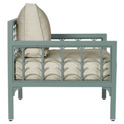 Tracey French Country Beige Sunbrella Green Aluminum Outdoor Lounge Chair|