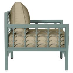 Tracey French Country Sand Sunbrella Green Aluminum Outdoor Lounge Chair|