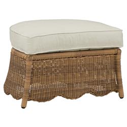 Cielo Coastal Beach Beige Sunbrella Brown Woven Wicker Demilune Outdoor Ottoman|