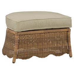 Cielo Coastal Beach Sand Sunbrella Woven Wicker Demilune Outdoor Ottoman|