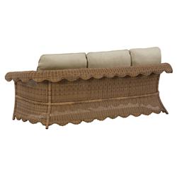 Cielo Coastal Sand Sunbrella Woven Wicker Scalloped Outdoor Sofa - 88"|