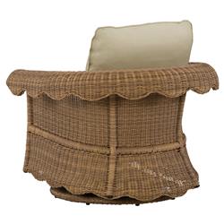Cielo Coastal Sand Sunbrella Wicker Scalloped Outdoor Swivel Glider Chair|