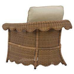 Cielo Coastal Sand Sunbrella Woven Wicker Scalloped Outdoor Lounge Chair|