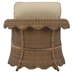 Cielo Coastal Sand Sunbrella Woven Wicker Scalloped Outdoor Lounge Chair|