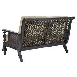 Hermine French Country Sand Sunbrella Black Aluminum Outdoor Loveseat - 60"|