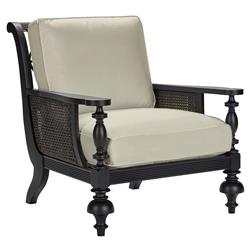 Hermine French Country Beige Sunbrella Black Aluminum Outdoor Lounge Chair|