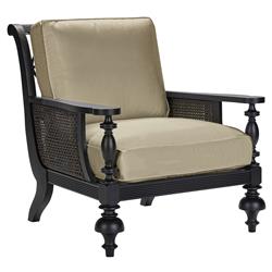 Hermine French Country Sand Sunbrella Black Aluminum Outdoor Lounge Chair|