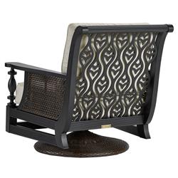 Hermine French Country Beige Sunbrella Black Aluminum Outdoor Swivel Chair|