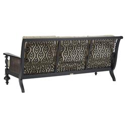 Hermine French Country Sand Sunbrella Black Aluminum Outdoor Sofa - 85"|
