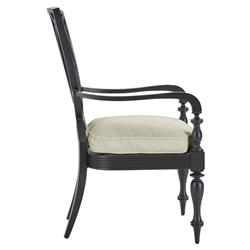 Hermine French Beige Sunbrella Black Aluminum Outdoor Dining Arm Chair|
