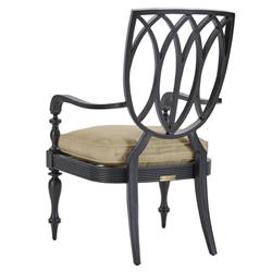 Hermine French Sand Sunbrella Black Aluminum Outdoor Dining Arm Chair|