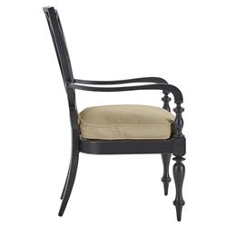 Hermine French Sand Sunbrella Black Aluminum Outdoor Dining Arm Chair|