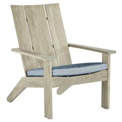 Ashland Blue Sunbrella Oyster Grey Teak Outdoor Adirondack Chair|