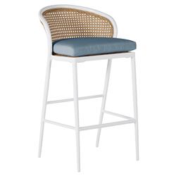 Havana Blue Sunbrella White Aluminum Outdoor Counter Stool|