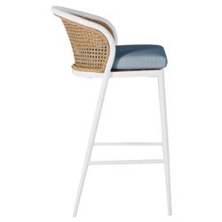 Havana Blue Sunbrella White Aluminum Outdoor Counter Stool|