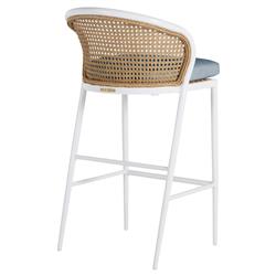 Havana Blue Sunbrella White Aluminum Outdoor Counter Stool|