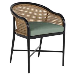 Havana Green Sunbrella Black Aluminum Outdoor Dining Arm Chair|