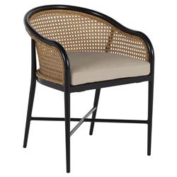 Havana Beige Sunbrella Black Aluminum Outdoor Dining Arm Chair|