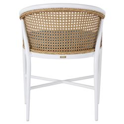 Havana Blue Sunbrella White Aluminum Outdoor Dining Arm Chair|