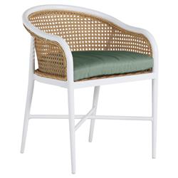 Havana Green Sunbrella White Aluminum Outdoor Dining Arm Chair|