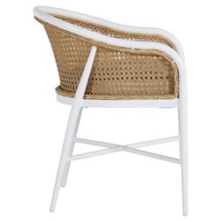 Havana Beige Sunbrella White Aluminum Outdoor Dining Arm Chair|