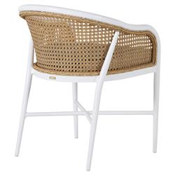 Havana Beige Sunbrella White Aluminum Outdoor Dining Arm Chair|