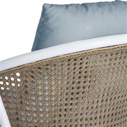 Havana Euro Blue Sunbrella White Aluminum Outdoor Arm Chair|