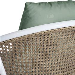 Havana Euro Green Sunbrella White Aluminum Outdoor Arm Chair|