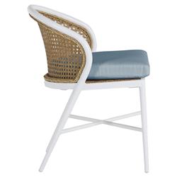 Havana Blue Sunbrella White Aluminum Outdoor Dining Side Chair|