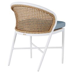 Havana Blue Sunbrella White Aluminum Outdoor Dining Side Chair|